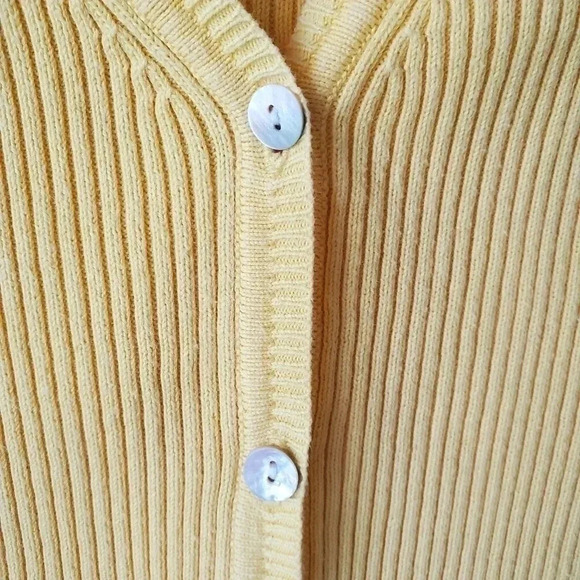 Vintage Y2K Jessica yellow cropped ribbed  cardigan - Picture 4 of 8